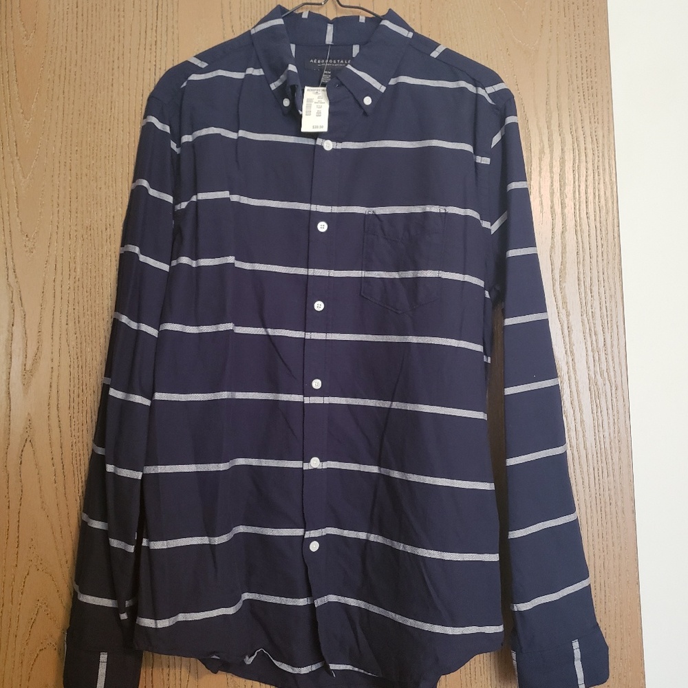 Men's Horizontal Stripe Button Down
